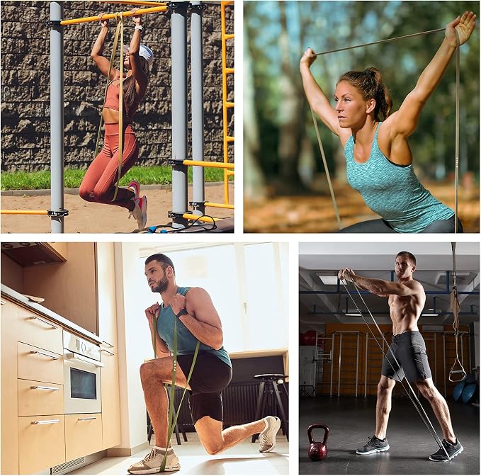 VEICK Pull Up Assist Resistance Bands for Home Gym | 100% Natural Latex, Non Slip Leather Texture, Space Saving, Versatile for Full Body Training, Home Gym