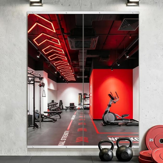 Home Gym Mirror for Wall, 60"x25"-2PCS Frameless Tempered Glass Mirror | Large Full Length Mirror for Garage, Workout, Yoga Room, Dance Studio & Home Exercise