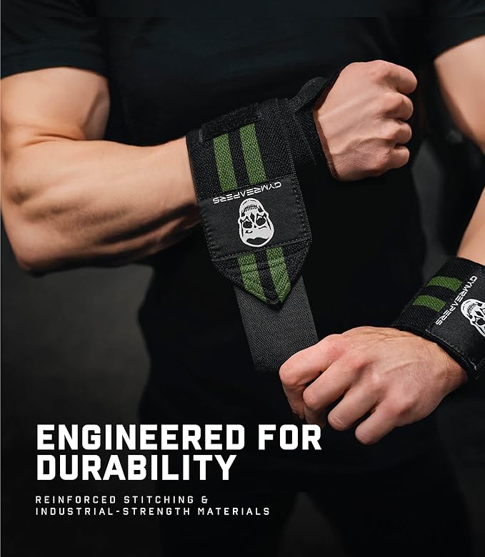Gymreapers Weightlifting Wrist Wraps (IPF Approved) Professional Quality Wrist Support with Heavy Duty Thumb Loop - Best Wrap for Powerlifting Competition, Strength Training, Bodybuilding