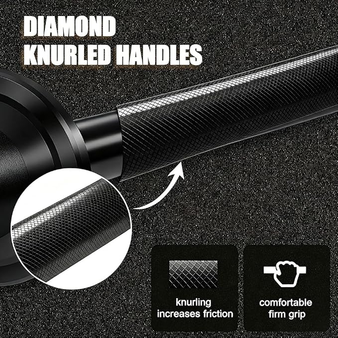 Olympic Barbell Bar 4FT, 350LB Straight Weight Lifting Bar, Fits 2-Inch Olympic Plates, Rotating Sleeves, 2 Spring Collars, Knurled Strength Training Bar for Home Gym