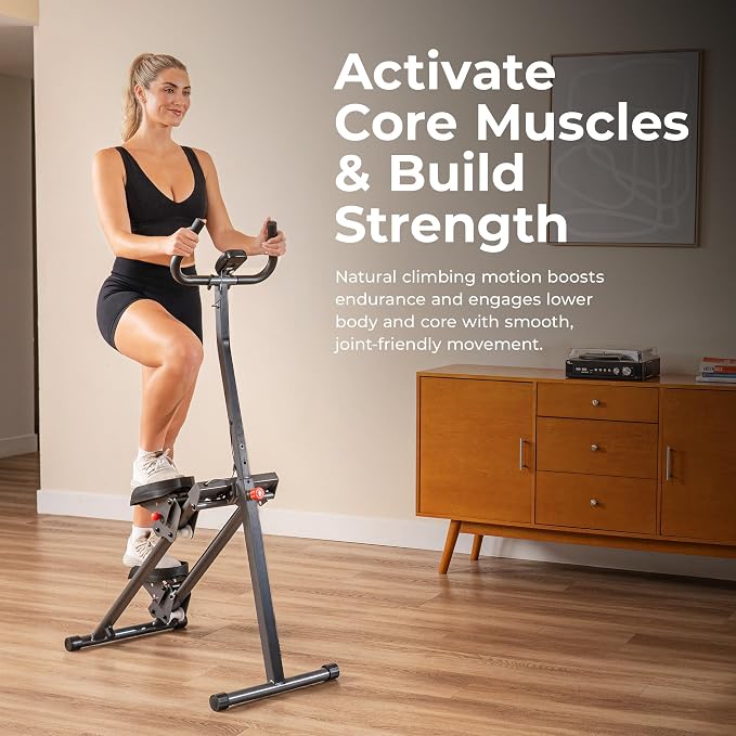 Sunny Health & Fitness Stair Stepper for Home | SunnyFit App Connection, Long Stride Length, Home Gym Exercise, Compact Foldable, Leg and Glute Training