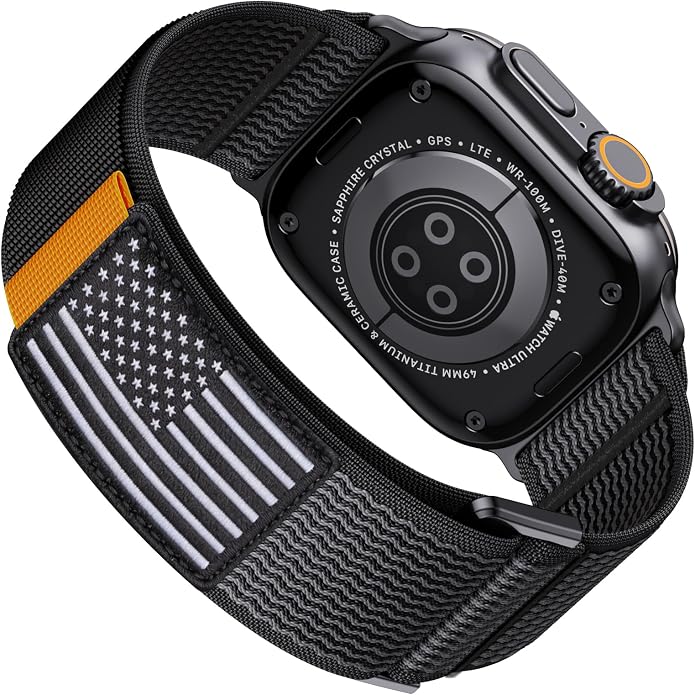 Nylon Sport Ultra 3 Watch Bands for Apple Watch/Ultra 2/1/Series 11/10/9/8/7/6/SE/5/4/3 Men iWatch Bands Men,Elastic Fabric Flag Wristbands Strap for Apple Watch Ultra 3/2/1 49mm 46mm 45mm 44mm 42mm 41mm 40mm 38mm