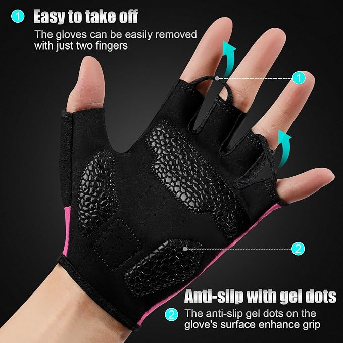 Cycling Gloves for Men Women, Half-Finger for Bike, Gym, Weight Lifting, Workout, Riding, Outdoor Sports
