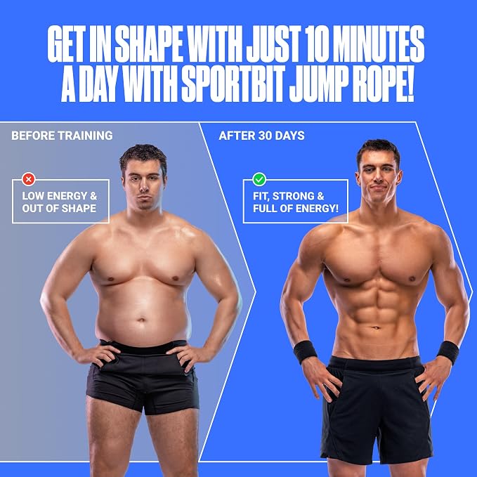 SPORTBIT Adjustable Jump Rope for Fitness and Exercise | Fitness and Exercise, Cardio, Boxing, and Weight Loss, Speed Rope, Men & Women