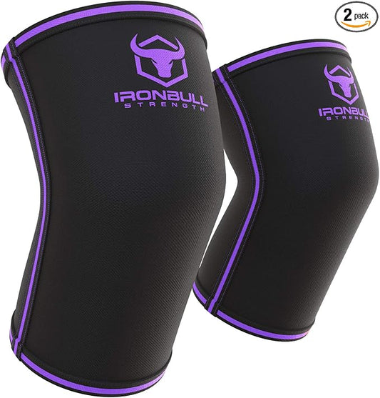 Elbow Sleeves 5mm (1 Pair) - High Performance Elbow Sleeve Support for Weightlifting, Weight Training & Powerlifting - Best Compression Straps - for Men and Women (X-Large, Black/Purple)