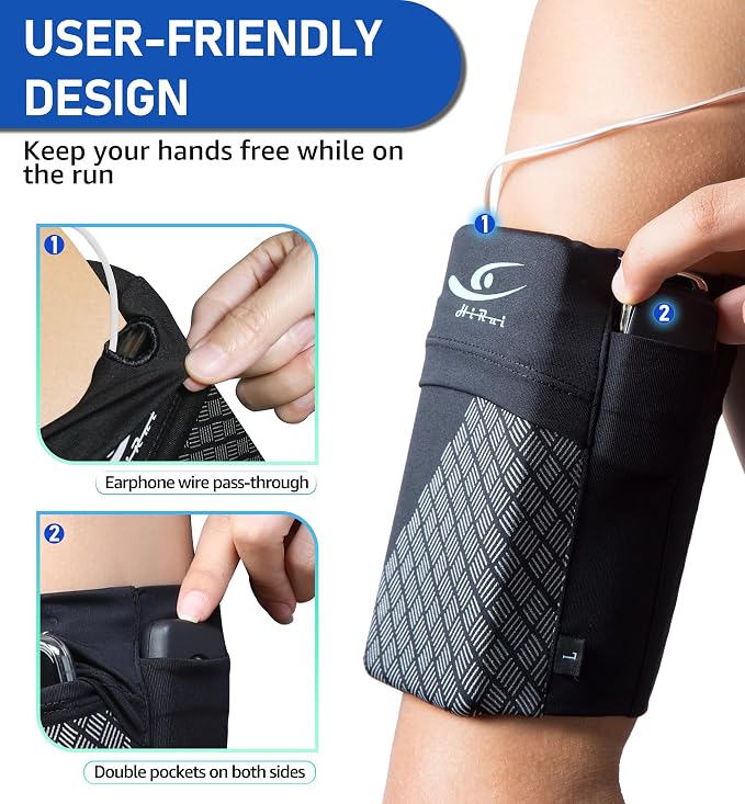 Universal Sports Armband Cell Phone Armband Sleeves Running Armband for Exercise Workout, Compatible with iPhone 17/17Plus/Pro/16/15/15Plus/14 Samsung Galaxy All Phones (Large, Black)