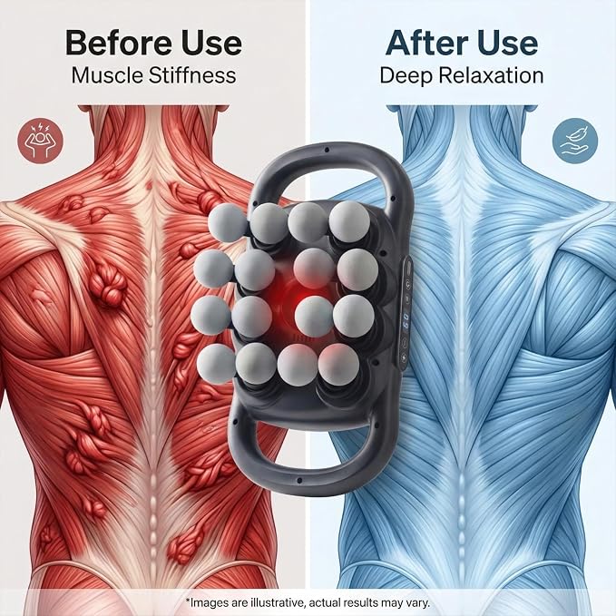 16-Head Massage Gun Deep Tissue for Pain Relief Gym Home Use | 9 Speeds & 9 Models Electric Percussion Muscle Massager Relaxation for Back, Neck, Shoulders, Legs, Feet