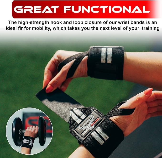 Wrist Wraps for Weightlifting - Adjustable Lifting Straps With Thumb Loop for Enhanced Gym Support, Powerlifting, Bodybuilding and Workout