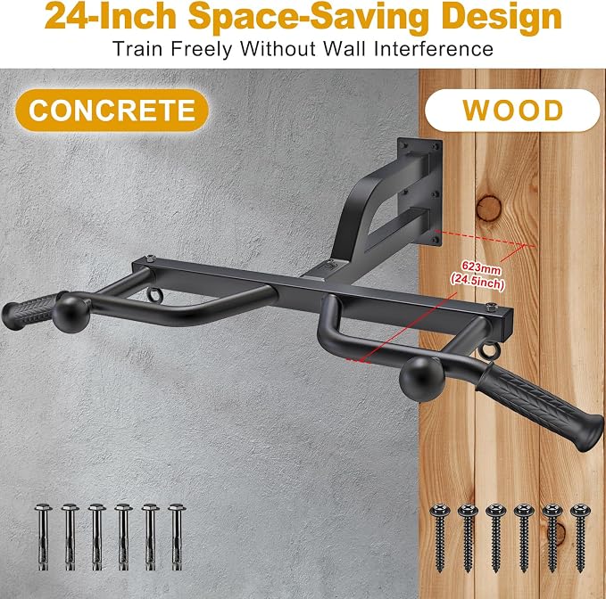 Kipika 48" Ceiling Mounted Pull Up Bar, Heavy Duty Multi-Grip Chin Up Bar,Mounted Pullup Bar, Adjustable Height, Pull Up Bands for Chin Ups & Body Stretching, Ideal for Home Gym and Strength Training