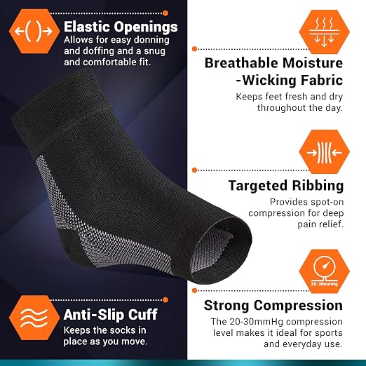 PhysFlex Ankle Brace Support - Ankle Compression Sleeve - Foot Brace for Women & Men - Tendonitis & Arthritis Ankle Brace Sports Running, Plantar Fasciitis Relief & Stabilizing Ankle Wrap