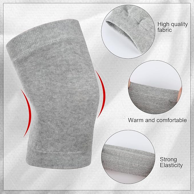 Geyoga 4 Pairs Knee Warmers for Women Men Breathable Leg Warmers Knee Brace Pad Leg Compression Sleeve for Cycling Running(White, Black, Nude Color, Gray,Medium)