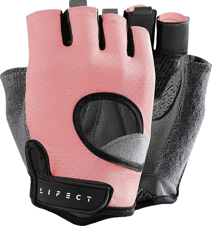 LIFECT Freedom Workout Gloves, Knuckle Weight Lifting Shorty Fingerless Gloves with Curved Open Back, for Powerlifting, Gym, Women and Men