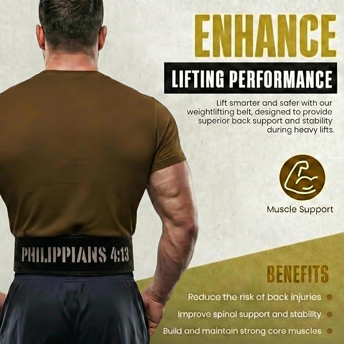 Christian Lever Weightlifting Belt 10mm | Faith Lever Weight Belt for Men, Secure Steel Lever Buckle, Durable Reinforced Thick Leather Construction, Lever Gym Belt