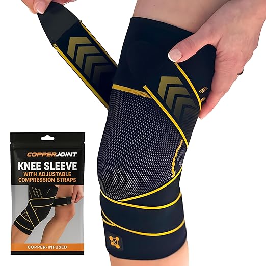 CopperJoint Knee Compression Sleeves for Women and Men Breathable Copper Infused Non Slip Knee Support For Pain Recovery Swelling Circulation Arthritis Running Workout & Walking Single Sleeve Only