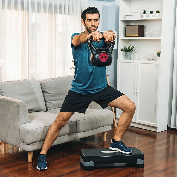BalanceFrom Vinyl Kettlebell Set, 30/45/50/75 Pound Options – Cement-Filled Strength Training Weights with Ergonomic Grip and Color Coding for Full Body Fitness at Home or Gym
