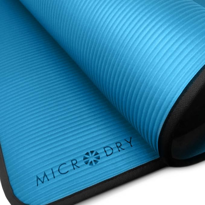 MICRODRY Multi-Purpose Fitness Mat, Cushioned & Non-Slip Foam for Yoga, Pilates, HIIT, Skid-Resistant and Tear-Resistant, 24"x72" with Carry Strap