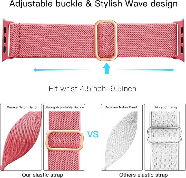 Lerobo Braided Band Compatible with Apple Watch Series 11 10 9 8 7 46mm 45mm 41mm Ultra SE 3 2 1 49mm Series 6 5 4 3 44mm 40mm 38mm 42mm Men iWatch Bands Women Stretchy Nylon Solo Loop Sport Strap