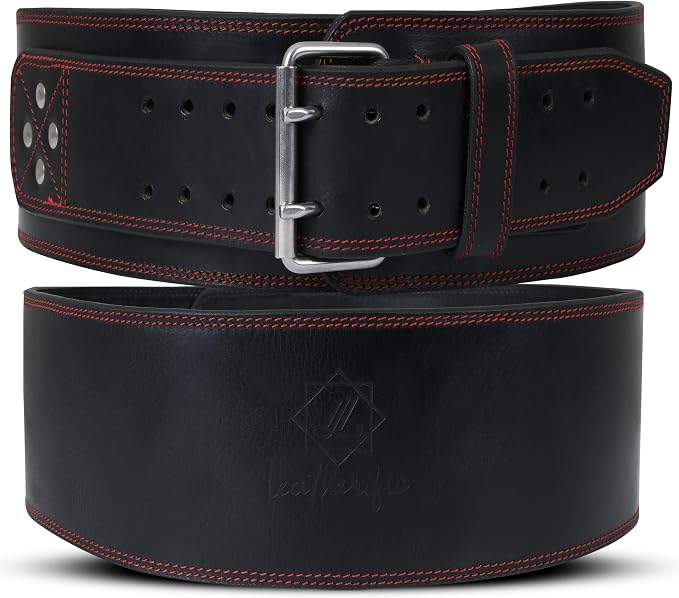 Premium Leather Weight Lifting Belt for Men & Women - 8MM Thick, 4" Wide, Heavy Duty Gym Belt with Steel Buckle for Weightlifting, Powerlifting, Strength Training, Squat or Deadlift Workout, Lower Back Support