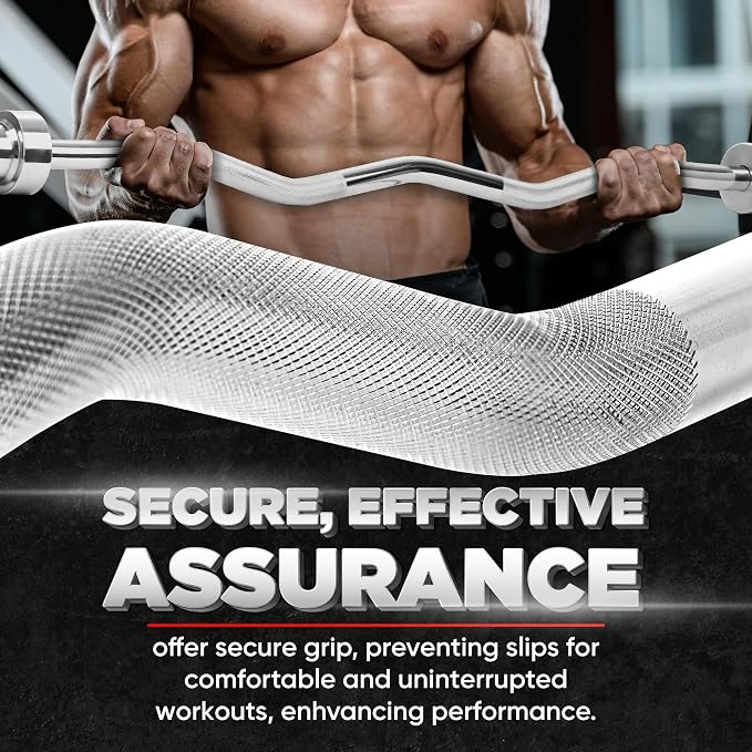 Yes4All Standard Straight Barbell 60" & EZ Curl Bar 47", Capacity 200 to 480 LB, Weight Bar 1" to 2" Diameter - Star Lock Collars, Rubber Ring, Barbell Spins Included for Deadlifts & Squats