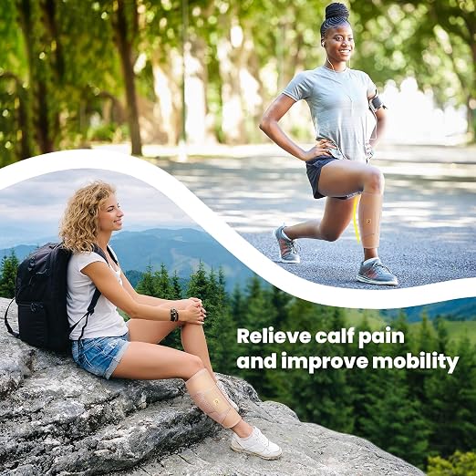 Calf Brace Compression Sleeve for Torn Calf Muscle fit Men & Women, Innovative 2 Layer Elastic Bandage for Legs adds Extra Pressure for Strain, Swelling, Cramps, Varicose Vein -L/XL (Beige)