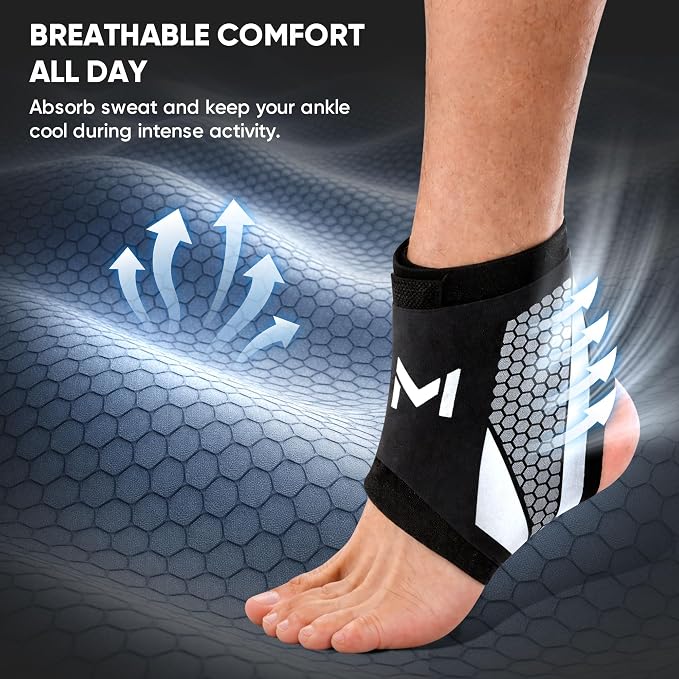 2 Pack Ankle Brace Compression Support for Men Women, Adjustable Lace-Up Ankle Stabilizer with Straps, Breathable Support for Running, Basketball, Gym, Sprained Ankle & Daily Use (Gray)
