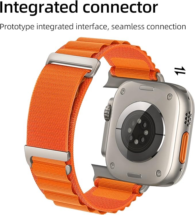 Alpine Nylon Sport Bands Compatible with Apple Watch Ultra Band 49mm 46mm 45mm 44mm 42mm Men Women, Stretch Loop Strap with D-Hook for iWatch Series 10 Ultra SE 9 8 7 6 5 4 3 2 1 (Orange, 38mm/40mm/41mm/42mm(Series 10))