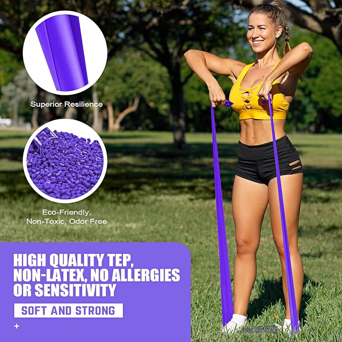 HPYGN 3 Levels Non-Latex Exercise Bands for Physical Therapy & Yoga, Professional Resistance Bands Set for Working Out, Strength Training, Pilates & Rehab, TPE Elastic Stretch Bands for Seniors, Women