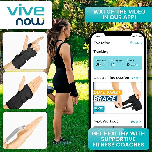 Vive Carpal Tunnel Wrist Brace with Splint for Left or Right Hand | Adjustable Night Wrist Support Splint Immobilizer for Men & Women - Cockup Brace for Arthritis, Tendonitis, Sprain, Injuries