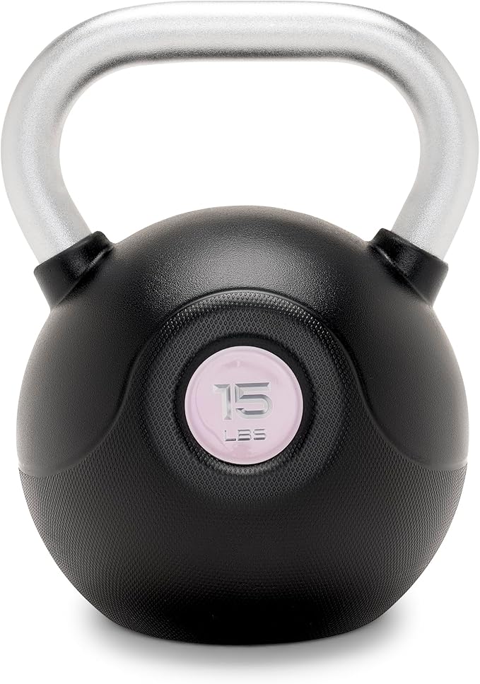 Marcy Commercial Grade PU Coated Kettlebell – 10 to 40 LB Single Weights with Textured Steel Handle, Flat Base – Strength Training for Full Body & Home Gym Workouts