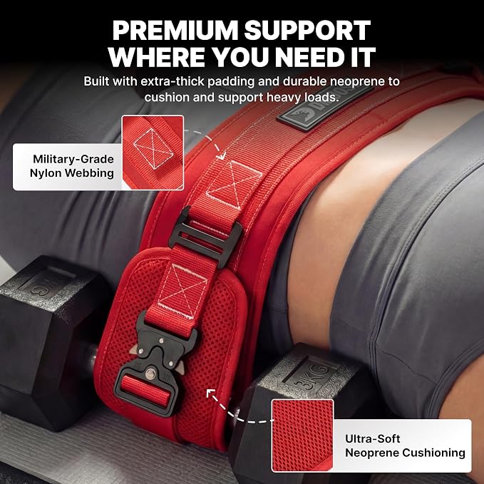 DMoose Fitness Hip Thrust Belt - Dual-Strap Glute Builder for Dumbbells, Plates, Kettlebells (Supports up to 700 lbs) - Comfortable Padded Booty Belt for Home & Gym