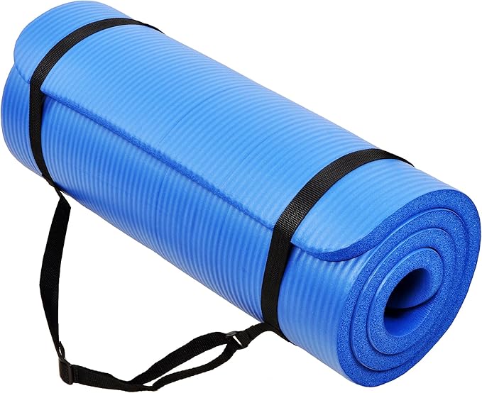 Signature Fitness Extra Thick High-Density Foam Yoga Mat – Multiple Thicknesses (1/2" & 1") / Multiple Colors – Double-Sided Non-Slip Surface – with Carrying Strap for Pilates, Yoga & Home Workouts