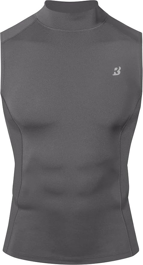 Roadbox Men's Compression Tank Top, Mock Turtleneck Sleeveless Shirt, Fitted Athletic Base Layer for Gym Workout
