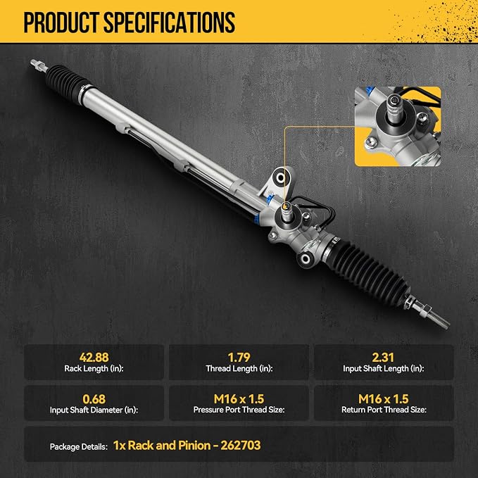 KAC Power Steering Rack and Pinion Replacement for Honda Accord 2003-2007 2.4L, Acura TL 2004-2008 All Models, Hydraulic Rack and Pinion Assembly Replace 26-2703