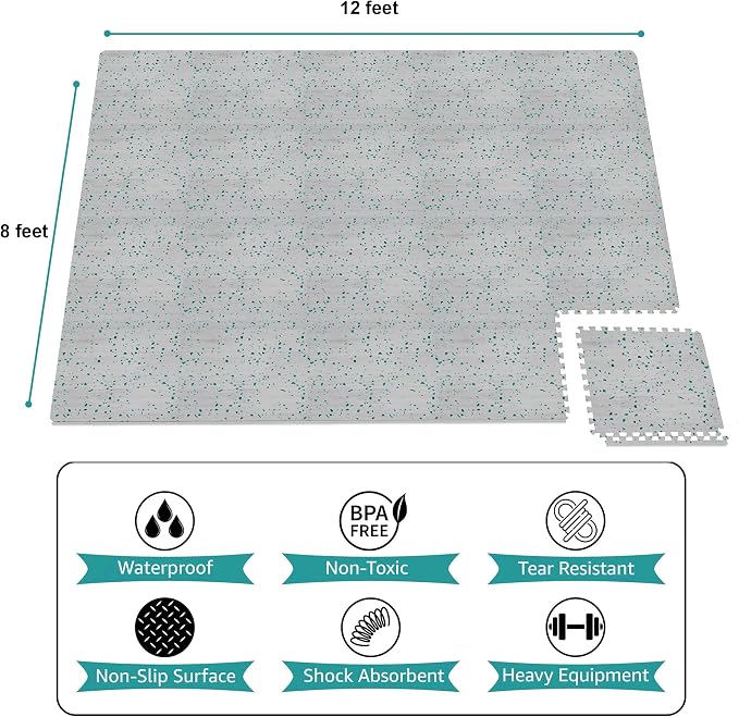 Sorbus Wood Grain Floor Tiles Foam Mat EVA Interlocking Mats Tile 3/8-Inch Thick Flooring Wood Puzzle Exercise Mats w/Borders - Home Playroom Basement, Apartment, Trade Show, Baby, Dance