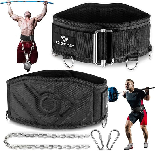 3-in-1 Weighted Pull Up Belt, Weight Lifting Dip Belt with 40.6 IN Chain & Self Locking, Weighted Gym Belt for Pull Up, Squat, Powerlifting & Deadlift, Capacity Up to 350 LBS