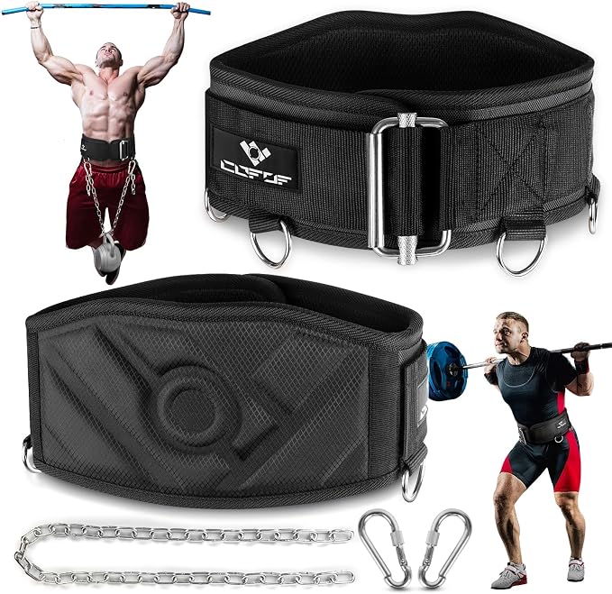 3-in-1 Weighted Pull Up Belt, Weight Lifting Dip Belt with 40.6 IN Chain & Self Locking, Weighted Gym Belt for Pull Up, Squat, Powerlifting & Deadlift, Capacity Up to 350 LBS