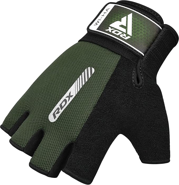 RDX Weight Lifting Gloves Gym Fitness Workout, Anti Slip Padded Full Palm Protection, Ultra Ventilated, Bodybuilding Strength Training HIIT WOD Exercise, Half Finger Men Women Cycling Rowing Climbing