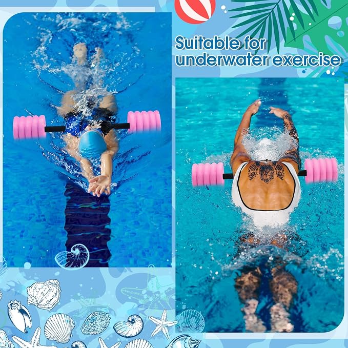 Soulchen Long Aquatic Exercise Dumbbells Pool Exercise Foam Water Weights Dumbbell Aquatic Pool Barbells with High Density EVA Foam for Swim Water Aerobics Workouts Loss