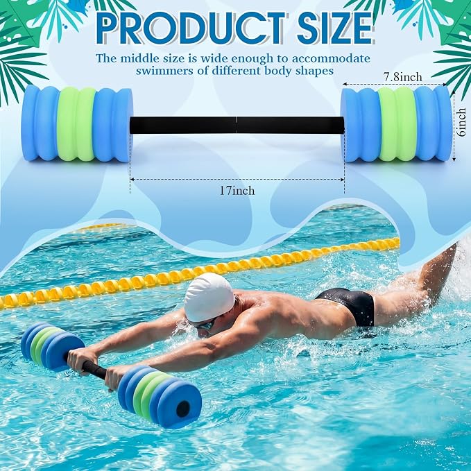 Soulchen Long Aquatic Exercise Dumbbells Pool Exercise Foam Water Weights Dumbbell Aquatic Pool Barbells with High Density EVA Foam for Swim Water Aerobics Workouts Loss