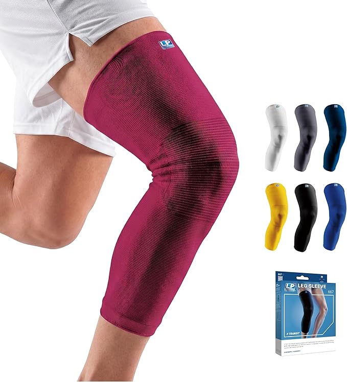 LP SUPPORT 667 Compression Sleeve Leg Full Length for Sports, Cycling, Running, Basketball, for Men Women (S - XL)