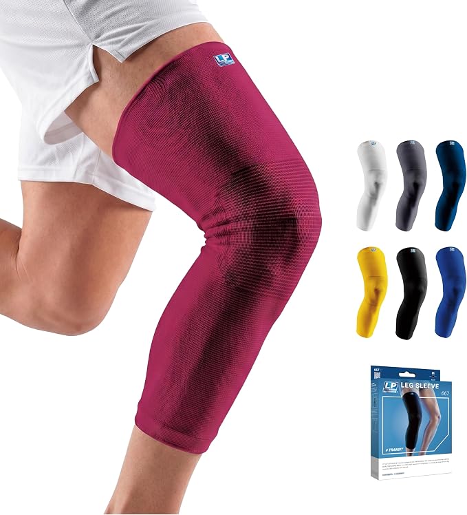LP SUPPORT 667 Compression Sleeve Leg Full Length for Sports, Cycling, Running, Basketball, for Men Women (S - XL)