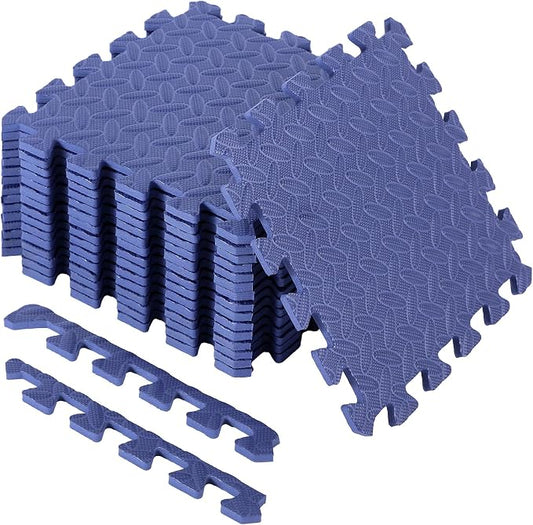 Foam Floor Tiles Foam Floor Mats Play Mats Bulk with Borders Interlocking for Bedroom Gym Nursery(11.8 x 11.8 Inch,Navy Blue)