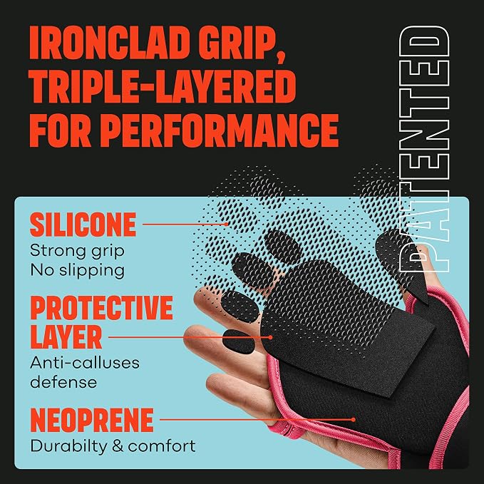 Mava Sports Open Gym Gloves with Integrated Wrist Support – Padded Weight Lifting Gloves for Men & Women – Silicone Grip Fingerless Workout Gloves for Cross Training & Fitness – 1 Pair