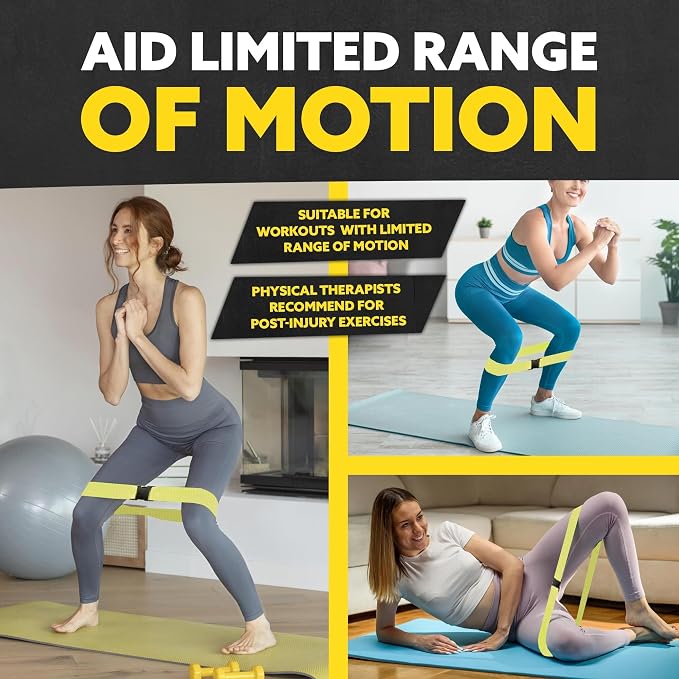 Fabric Resistance Bands for Working Out, 5-Band Set for Legs and Glutes | Booty bands for women and men, 5 resistance levels, for glute activation, hip training, squats, lunges and physical therapy
