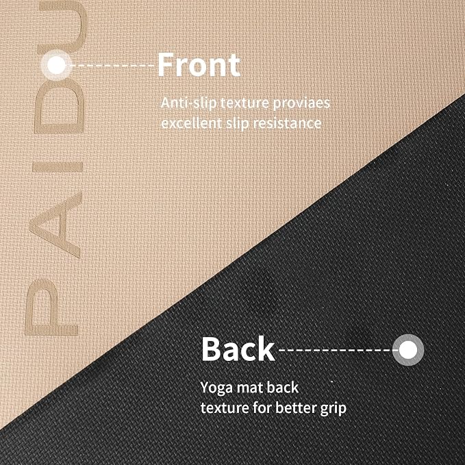 PAIDU POE Yoga Mat （10mm）Extra Thick Fitness Mat 72"x24" with Carry Strap | Non-slip, tear-resistant and suitable for all ages, perfect for yoga, Pilates, home gym and full-body workouts.