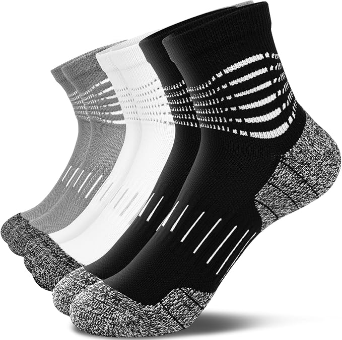 IRAMY Ankle Compression Socks for Women Men Plantar Fasciitis Relief 3/5 Pairs Cushioned Athletic Running Socks
