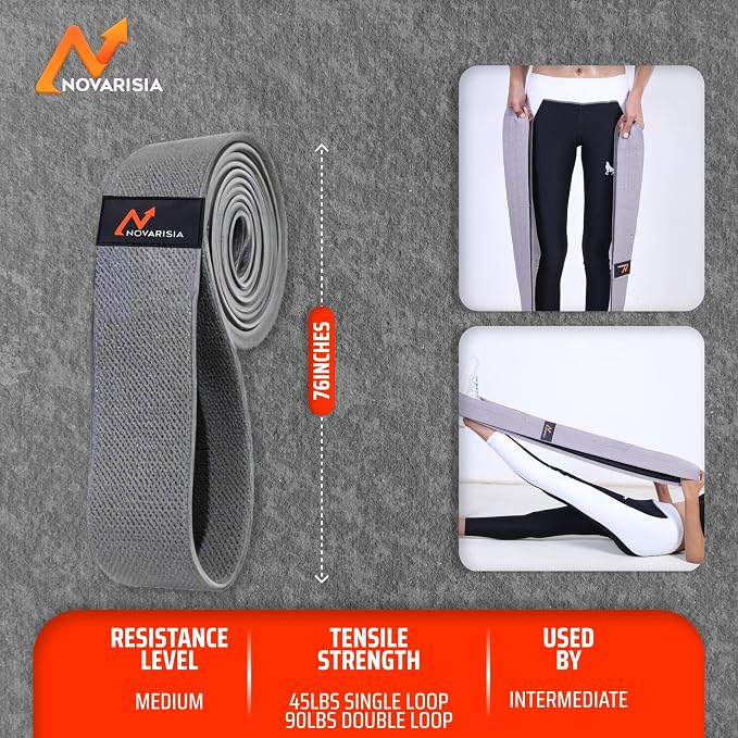 76 Inch Fabric Resistance Band for Strength Training, Mobility, and Stretching, Non-Slip Workout Band for Athletes, Home Gyms, Yoga, and Physical Therapy