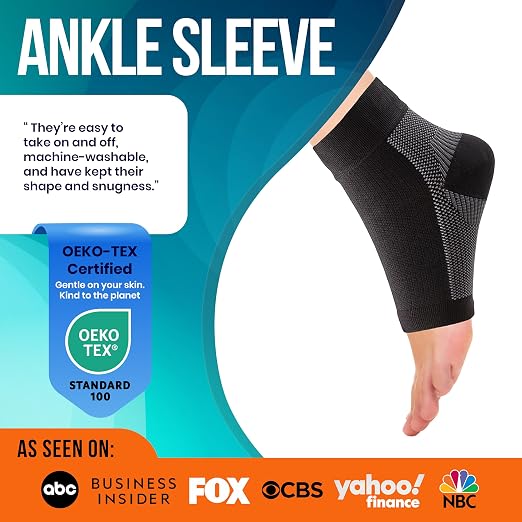 PhysFlex Ankle Brace Support - Ankle Compression Sleeve - Foot Brace for Women & Men - Tendonitis & Arthritis Ankle Brace Sports Running, Plantar Fasciitis Relief & Stabilizing Ankle Wrap