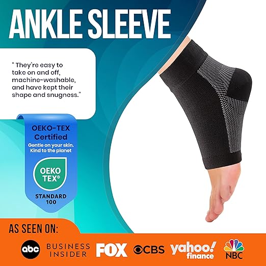 PhysFlex Ankle Brace Support - Ankle Compression Sleeve - Foot Brace for Women & Men - Tendonitis & Arthritis Ankle Brace Sports Running, Plantar Fasciitis Relief & Stabilizing Ankle Wrap