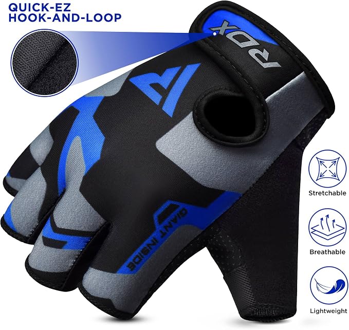 RDX Weight Lifting Gloves Women Fitness Workout, Anti Slip Padded Palm Grip Protection, Elasticated Breathable, Powerlifting Gym Bodybuilding Strength Training, Half Finger, Cycling Calisthenics